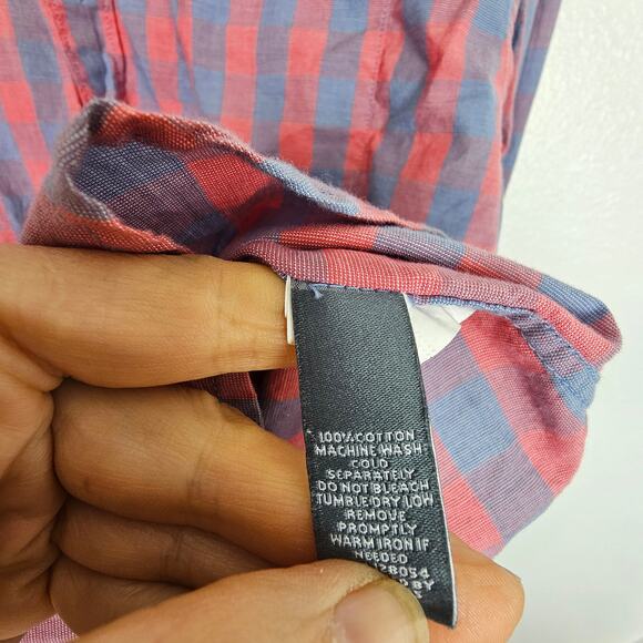Bonobos Shirt Red Blue Checker Dress Shirt Button Down Long Sleeve Men M - Picture 7 of 8